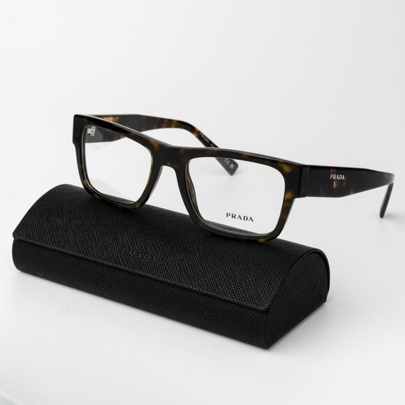 Prada Men Eyeglasses Havana Rectangle Unisex PR15YV 2AU1O1 BRAND NEW
